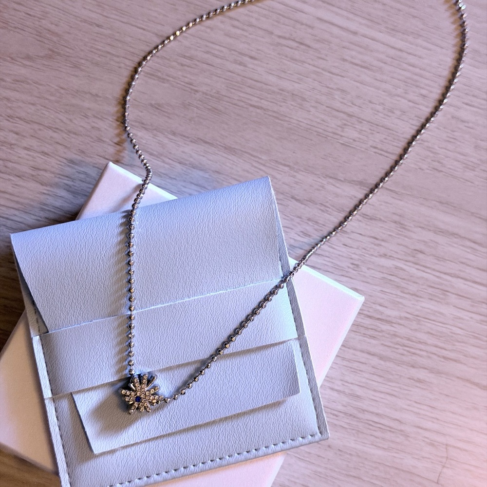 Starburst Pendant Necklace - Silver Tone